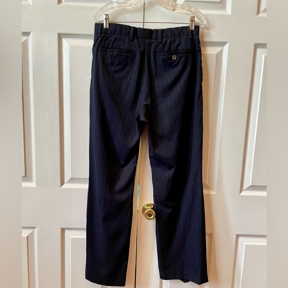 NAVY BLUE PINSTRIPE PANTS BY BANANA REPUBLIC SIZE 32/30 EUC - Picture 6 of 7